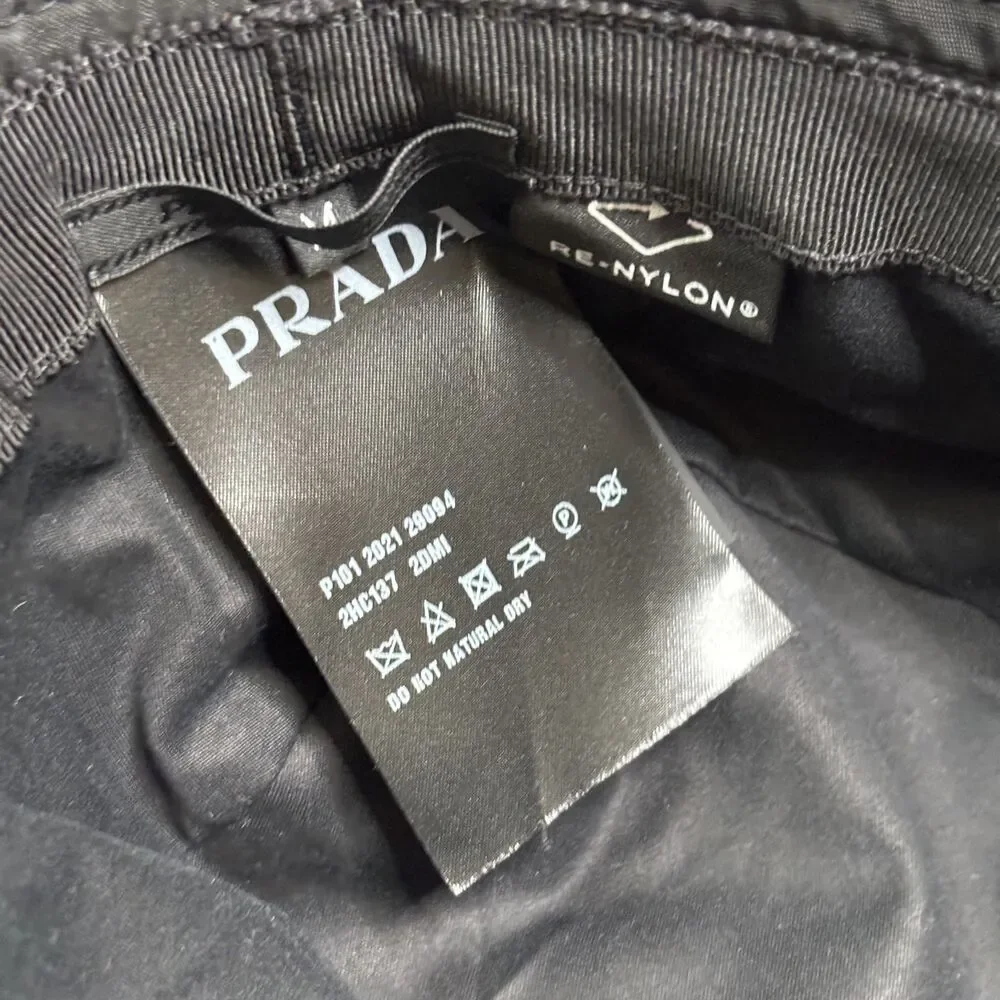 Prada Re-Nylon Logo Bucket Hat Black